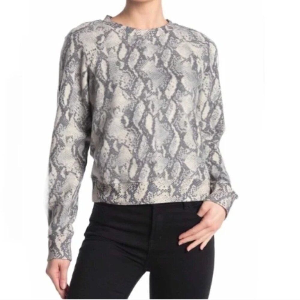NWOT PAIGE Python Daytona Sweatshirt Gray Snake Print Sweater in Size S
